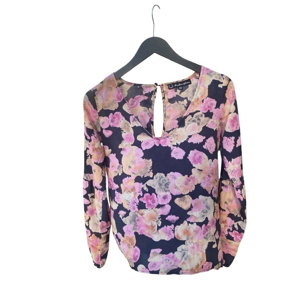 For Love & Lemons Pink and Black Floral Women's Blouse I Size:XS